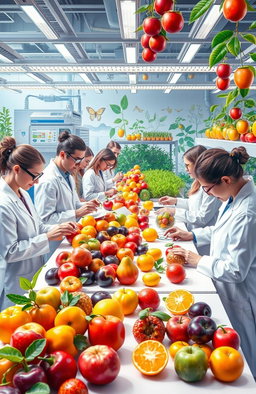 A vibrant and visually striking depiction of innovative approaches in fruit breeding