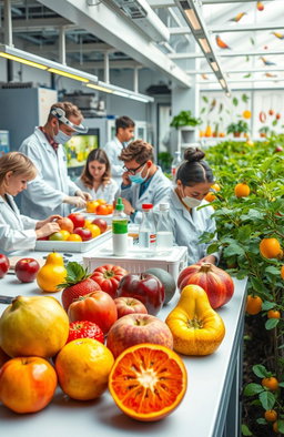 A vibrant and visually striking depiction of innovative approaches in fruit breeding