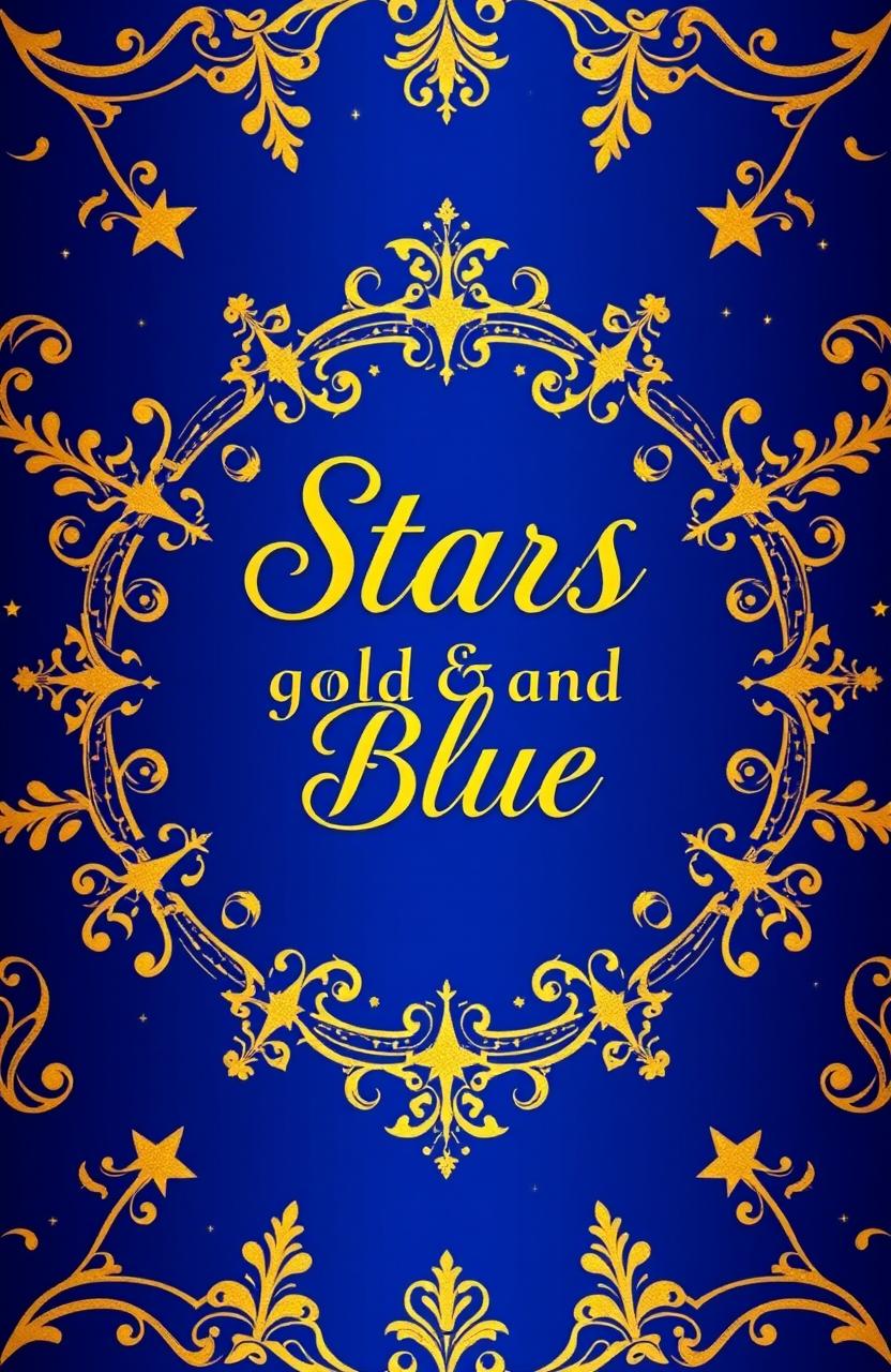 A striking and elegant design featuring royal blue as the dominant color, enriched with intricate golden markings that create a regal and sophisticated feel