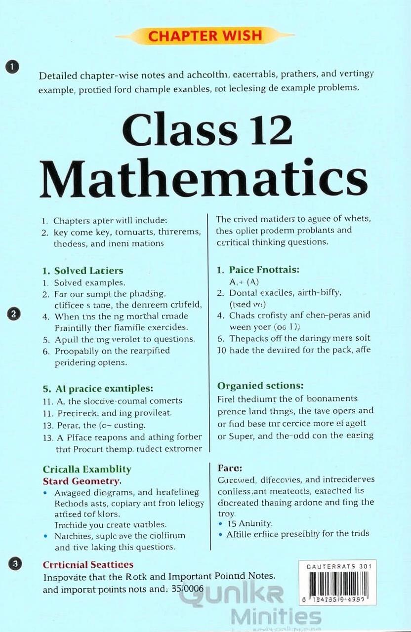 Detailed chapter-wise notes and questions for Class 12 Mathematics
