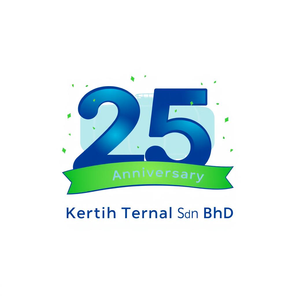 A celebratory logo design for Kertih Terminal Sdn Bhd's 25th anniversary, prominently featuring a stylized number '25' intertwined with modern and innovative elements