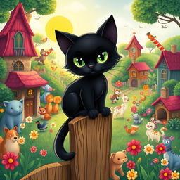 An enchanting fable about a black cat that symbolizes uniqueness and acceptance in a whimsical world