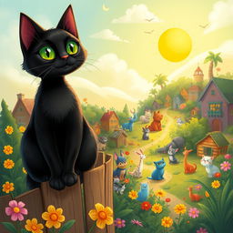 An enchanting fable about a black cat that symbolizes uniqueness and acceptance in a whimsical world