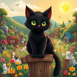 An enchanting fable about a black cat that symbolizes uniqueness and acceptance in a whimsical world