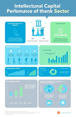 A visually striking infographic showcasing the Intellectual Capital Performance of the Banking Sector, featuring a well-organized layout with sections dedicated to human capital, structural capital, and relational capital