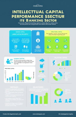 A visually striking infographic showcasing the Intellectual Capital Performance of the Banking Sector, featuring a well-organized layout with sections dedicated to human capital, structural capital, and relational capital