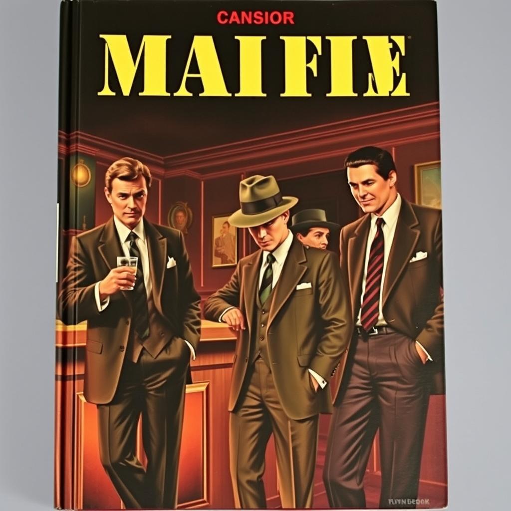 A classic 1960s-style book cover featuring a group of suave gangsters dressed in sharp suits, exuding a cool and confident attitude