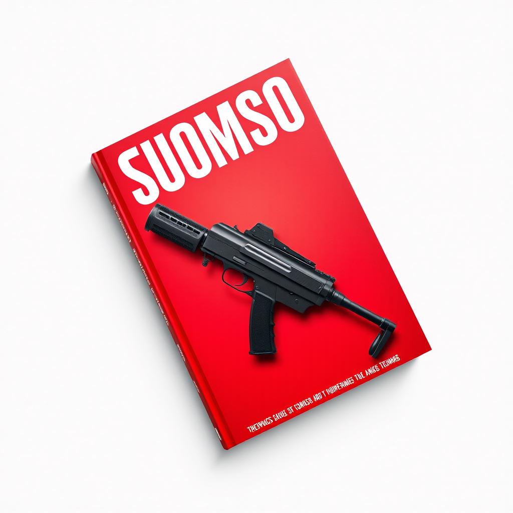 A striking red book cover featuring a prominently displayed black Thomson submachine gun, artistically integrated into the design