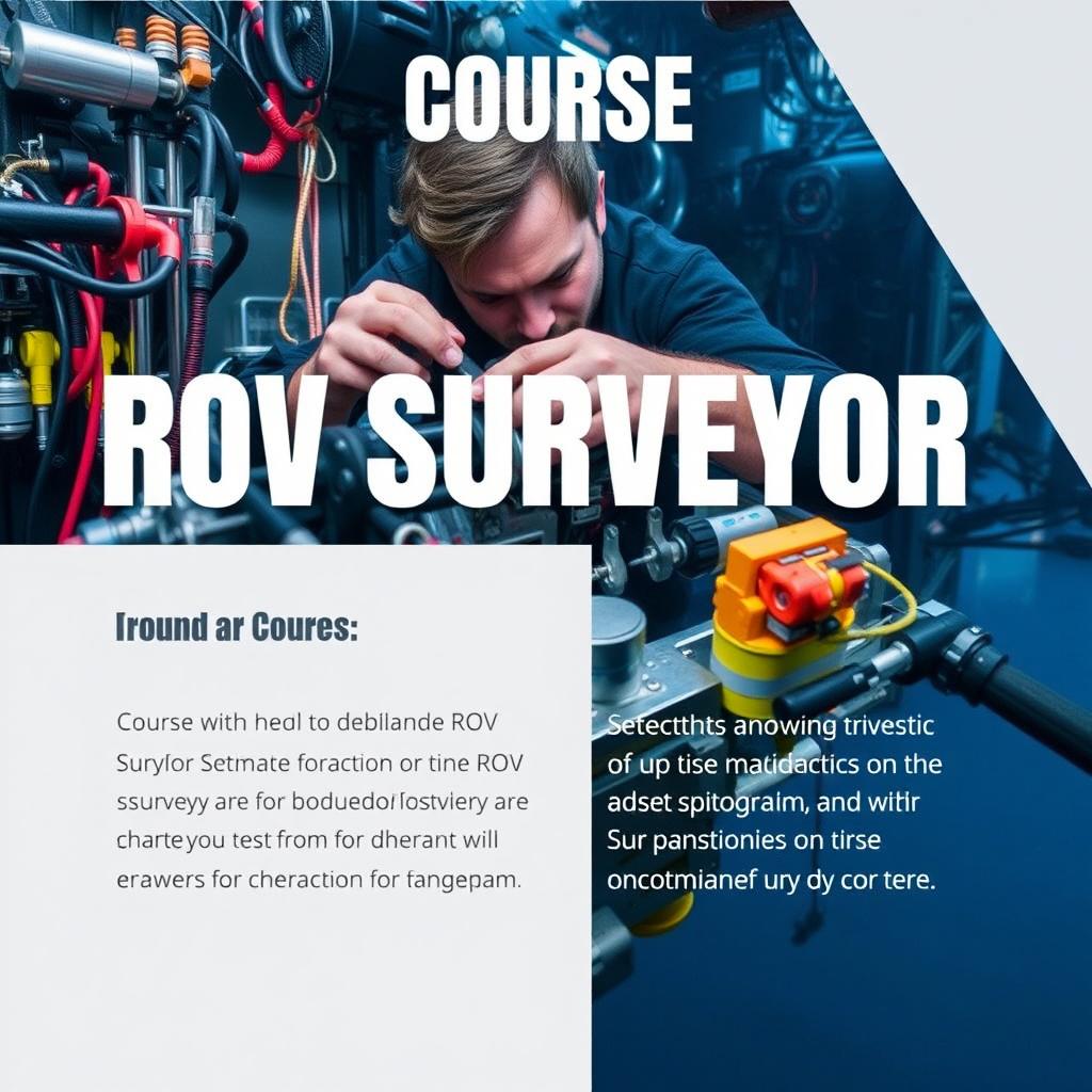 A course cover for a 'ROV Surveyor' program featuring a detailed description of the course