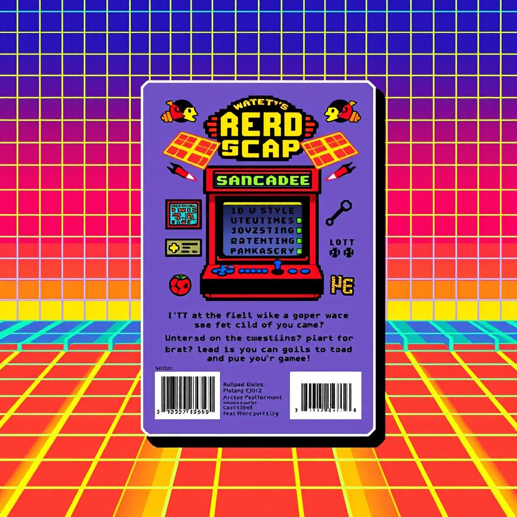 A retro-style 8-bit back card featuring a pixelated design, showcasing vibrant colors and a nostalgic aesthetic