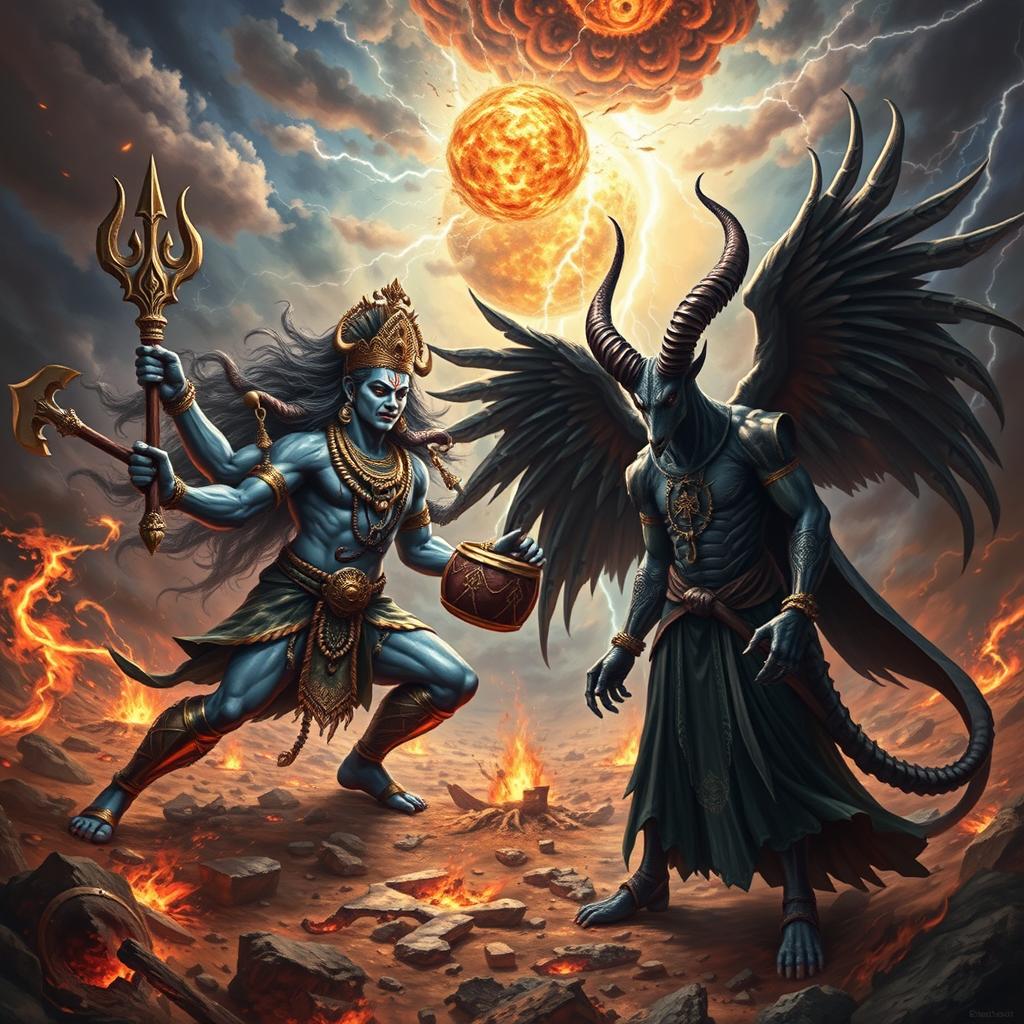 An epic confrontation between Veerabhadra and Baphomet