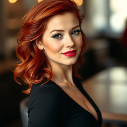 A stunning portrait of a petite redhead woman exuding confidence and allure