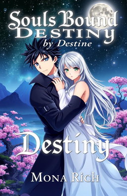 An anime-style book cover design for 'Souls Bound by Destiny' written by Mona Rich