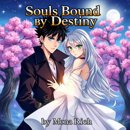 An anime-themed book cover design for 'Souls Bound by Destiny' written by Mona Rich