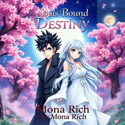 An anime-themed book cover design for 'Souls Bound by Destiny' written by Mona Rich