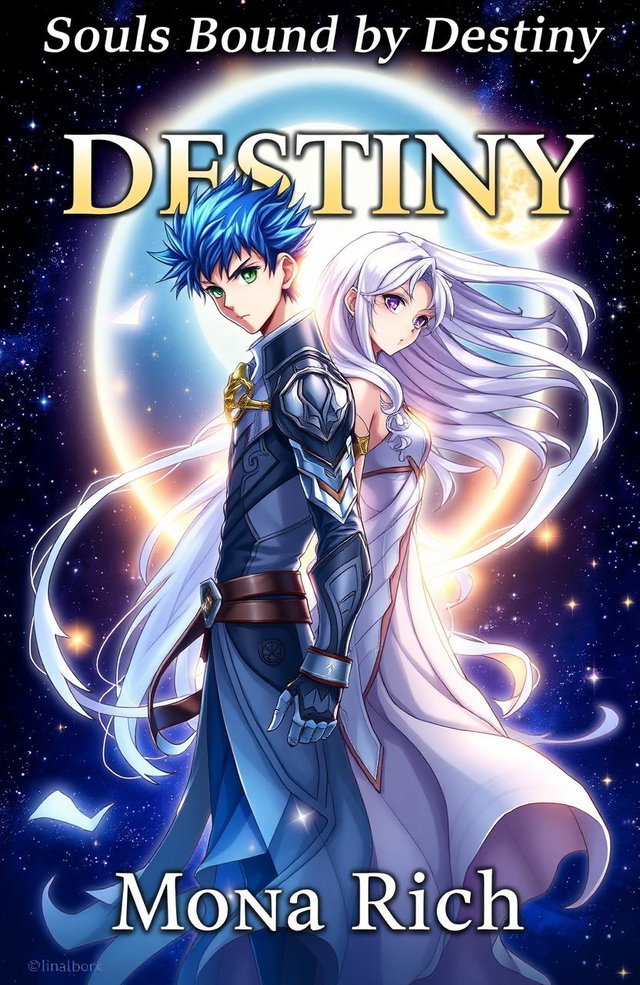 An anime-style book cover for 'Souls Bound by Destiny' written by Mona Rich