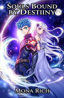An anime-style book cover for 'Souls Bound by Destiny' written by Mona Rich