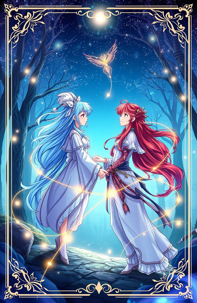 A captivating anime-style book cover featuring two ethereal characters symbolizing soulmates
