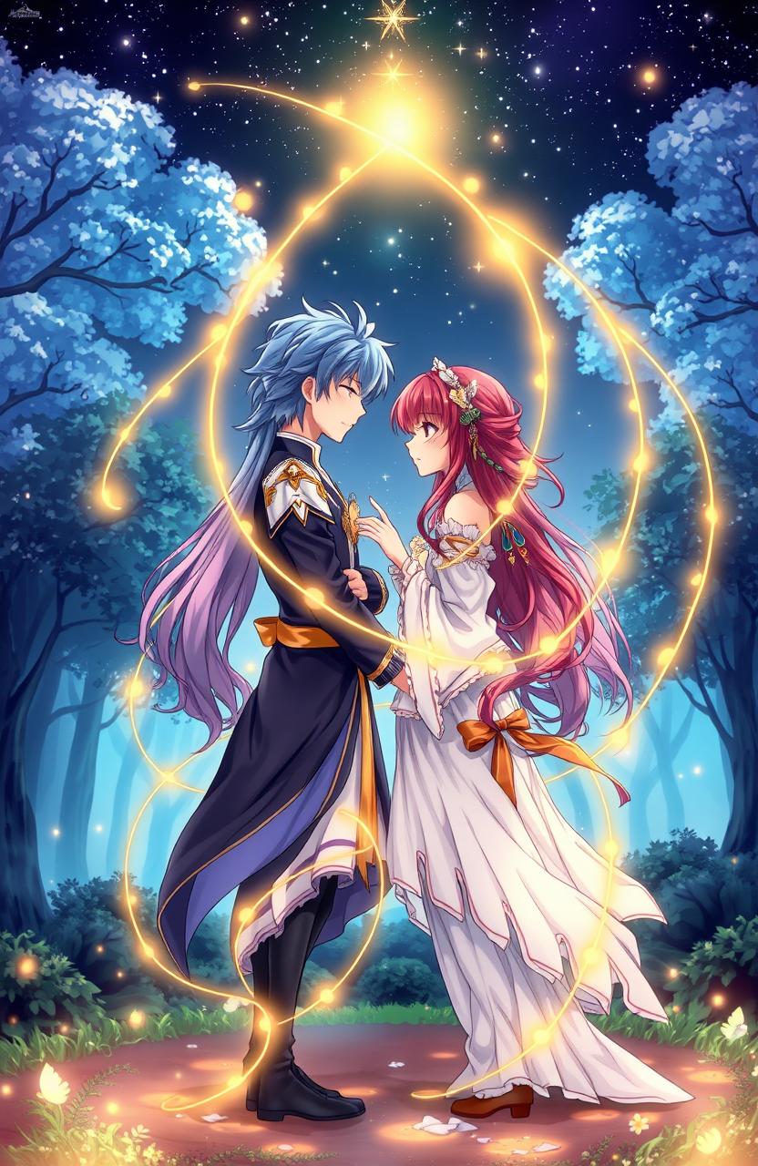 A captivating anime-style book cover featuring two ethereal characters symbolizing soulmates