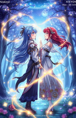 A captivating anime-style book cover featuring two ethereal characters symbolizing soulmates