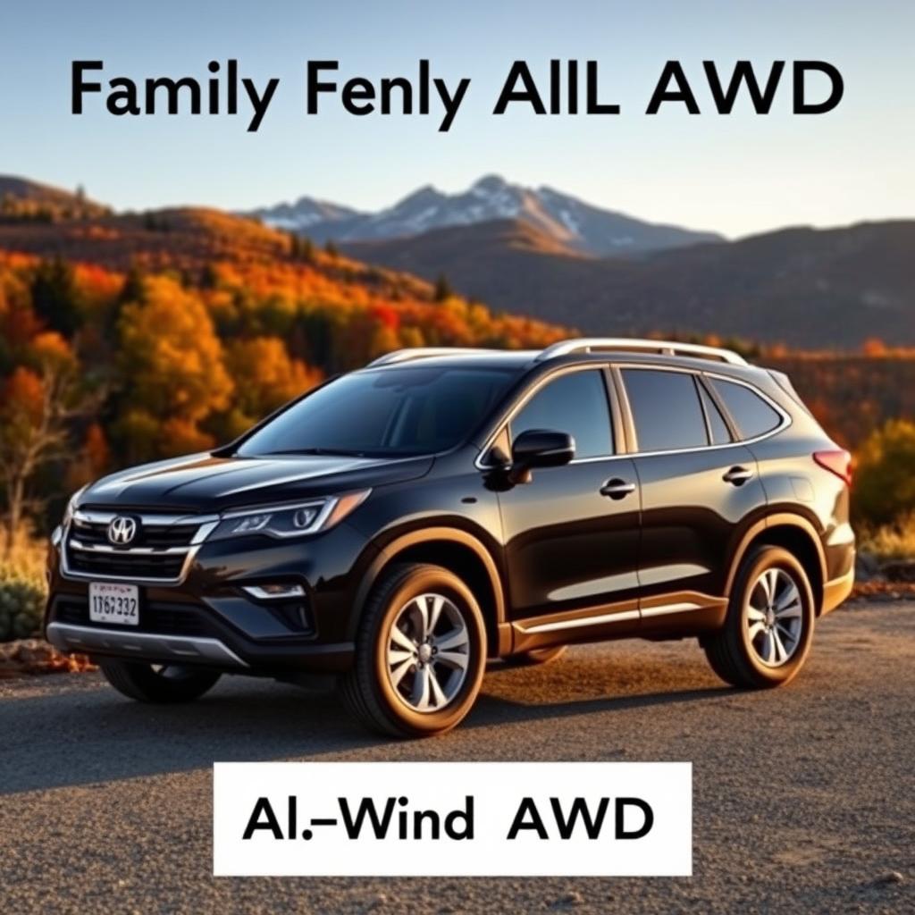 A family-friendly all-wheel-drive (AWD) vehicle parked in a scenic outdoor location