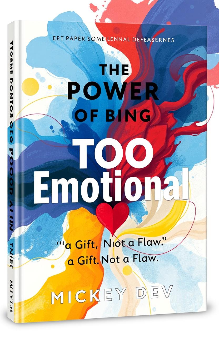 A compelling book cover design for 'The Power of Being Too Emotional: A Gift, Not a Flaw' by Mickey Dev