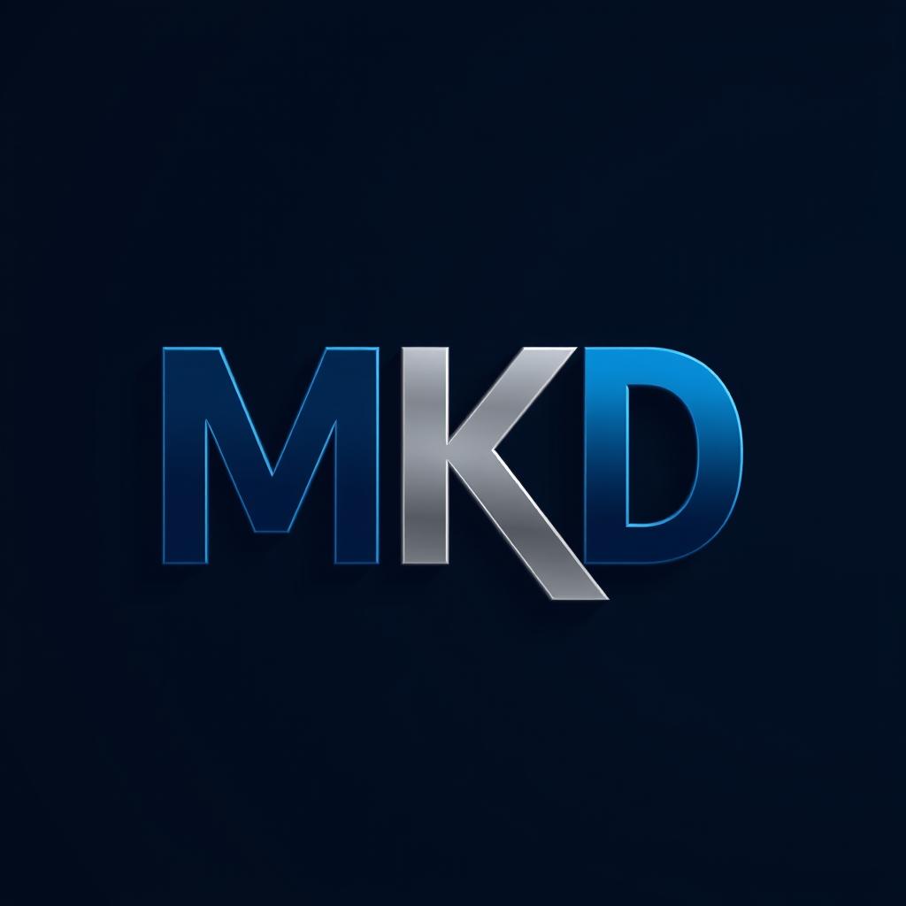 A modern and sleek logo featuring the initials 'MKD' in bold, stylized typography