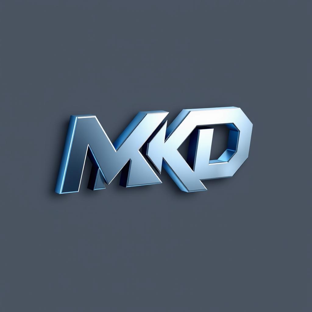 A sleek, modern 3D logo featuring the letters 'MKD'
