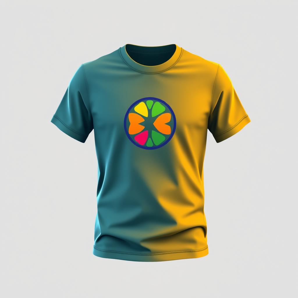 A stylish and modern t-shirt design featuring a prominent company logo