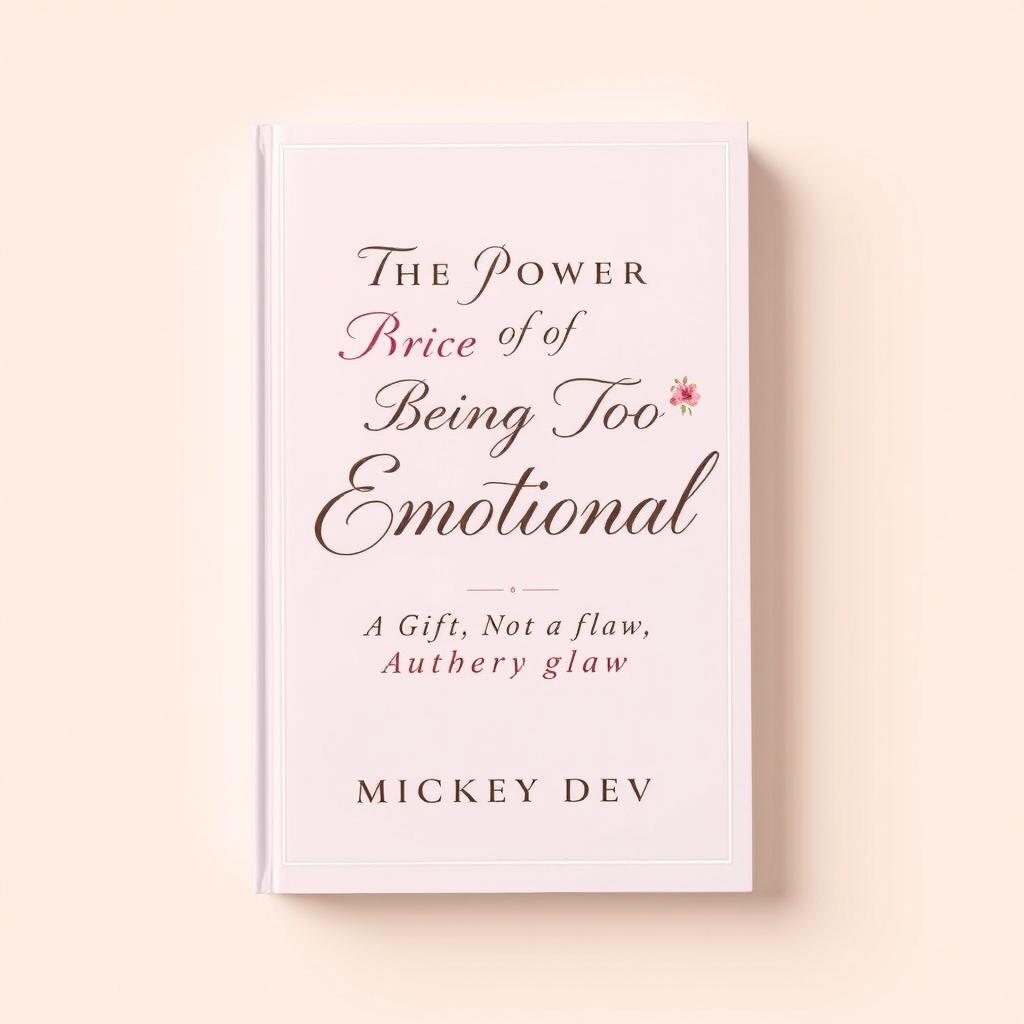 An elegant book cover design for 'The Power of Being Too Emotional: A Gift, Not a Flaw' by Mickey Dev