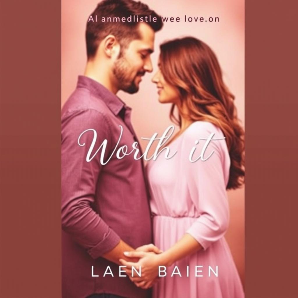 A book cover for a romance novel titled 'Worth It', featuring a warm, earthy color palette with soft browns, blush pinks, and subtle lavender tones, creating an intimate and inviting atmosphere