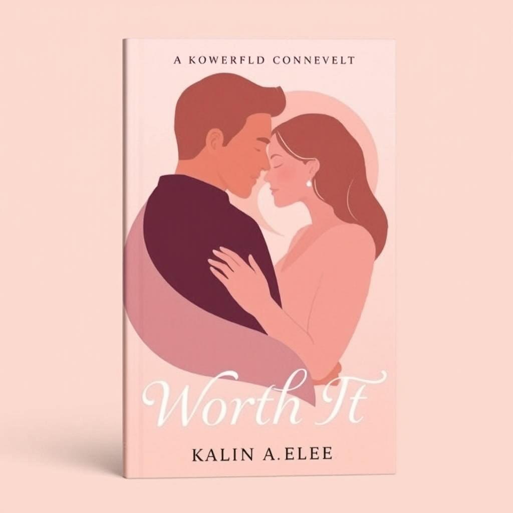 A book cover for a romance novel titled 'Worth It', featuring a warm, earthy color palette with soft browns, blush pinks, and subtle lavender tones