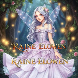 An illustrated art book cover depicting a young white woman in a stunning fairy-like dress that features layers of flowing fabric with intricate lace details and glittering accents