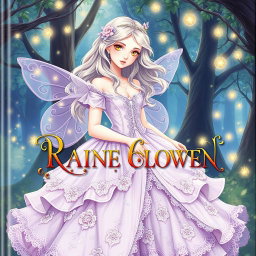 An illustrated art book cover depicting a young white woman in a stunning fairy-like dress that features layers of flowing fabric with intricate lace details and glittering accents