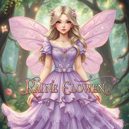 An illustrated art book cover depicting a young white woman in a stunning fairy-like dress that features layers of flowing fabric with intricate lace details and glittering accents