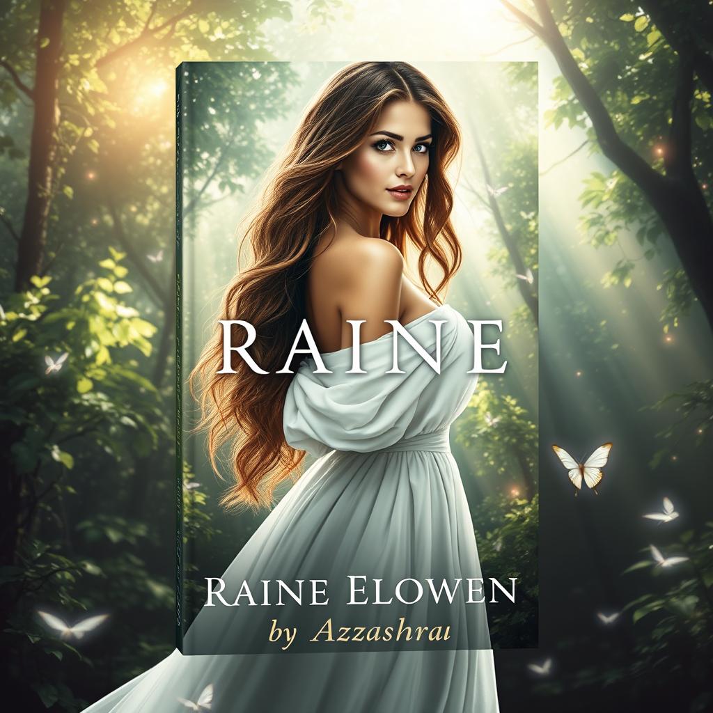 A captivating book cover design for the novel 'RAINE ELOWEN' by Azzahra