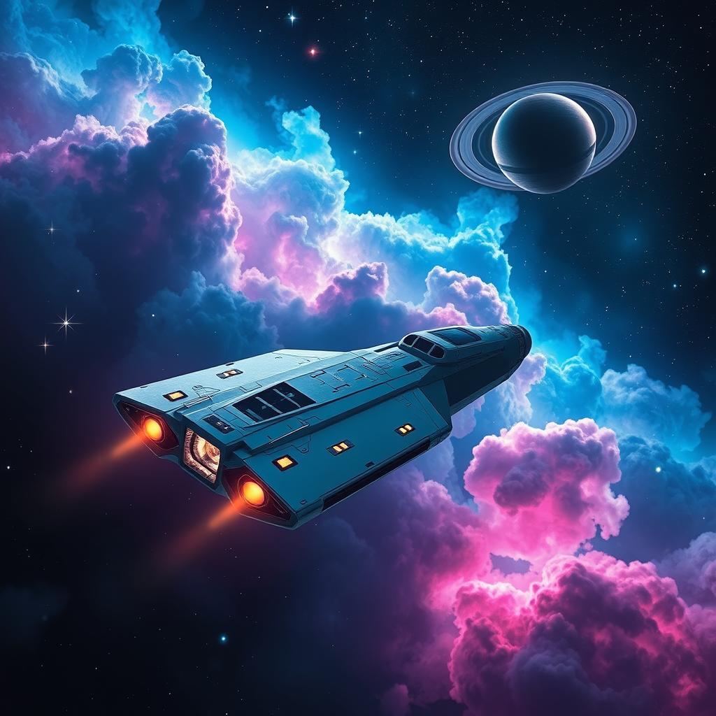 A stunning sci-fi book cover depicting an awe-inspiring space exploration scene