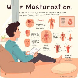 An educational illustration explaining the concept of masturbation as a natural human behavior