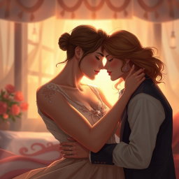 A captivating and artistic portrayal of intimacy between a couple, focusing on sensuality and connection rather than explicit detail