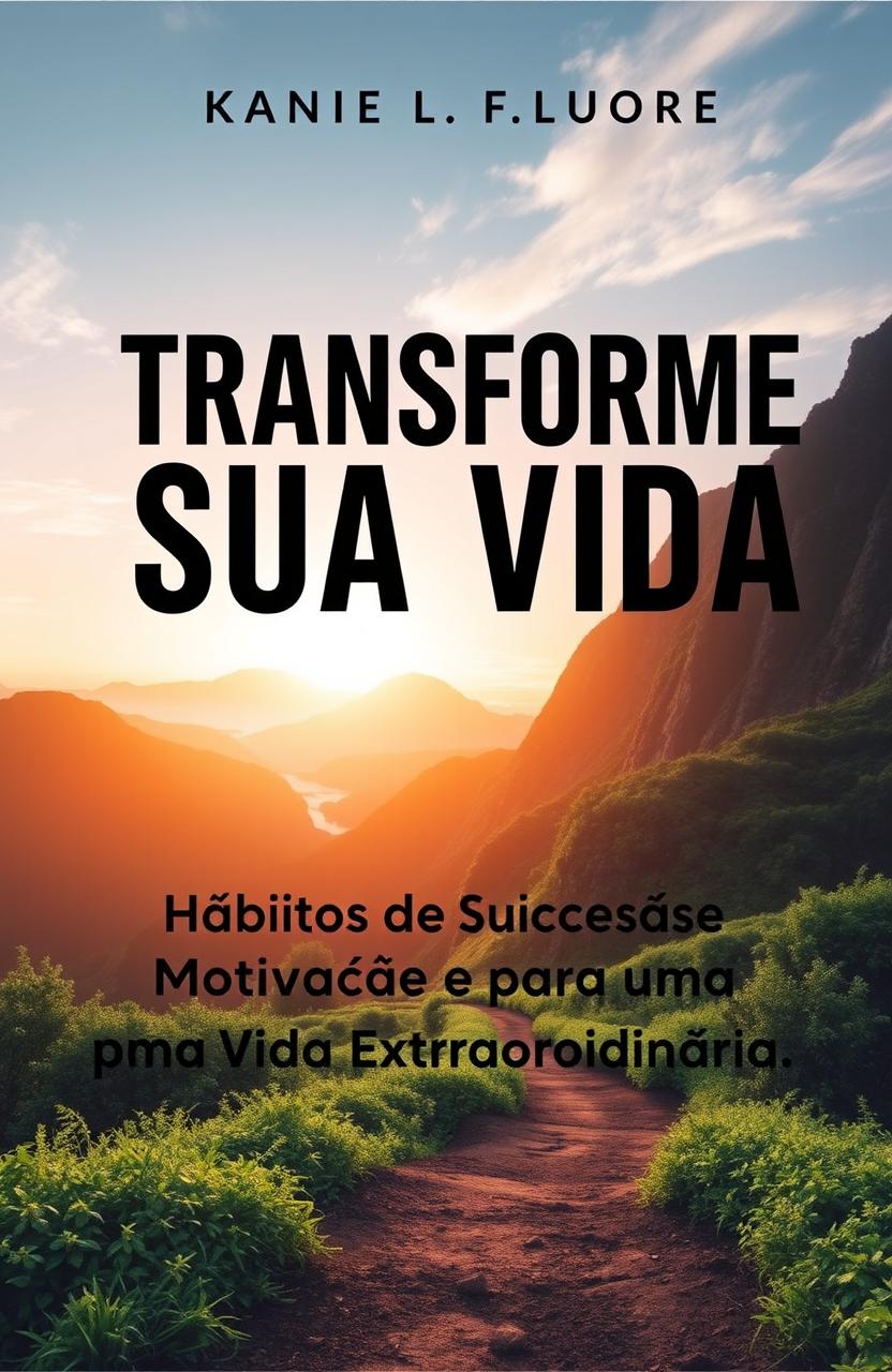 A book cover design for 'Transforme Sua Vida: Hábitos de Sucesso e Motivação para uma Vida Extraordinária', featuring a minimalist style