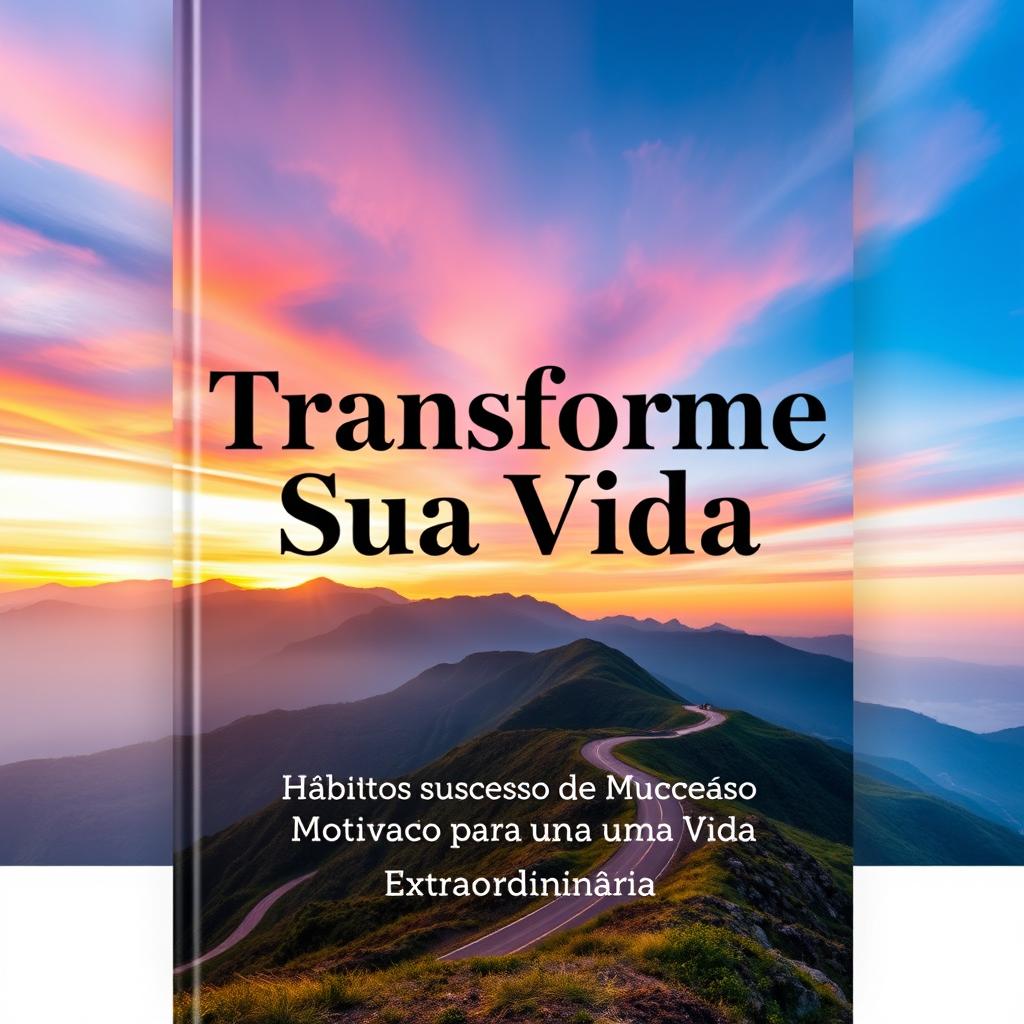 A book cover design for 'Transforme Sua Vida: Hábitos de Sucesso e Motivação para uma Vida Extraordinária', featuring a minimalist style