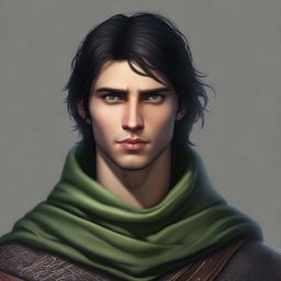 A high-resolution, realistic style digital art image depicting a young man as a medieval thief