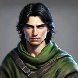 A high-resolution, realistic style digital art image depicting a young man as a medieval thief