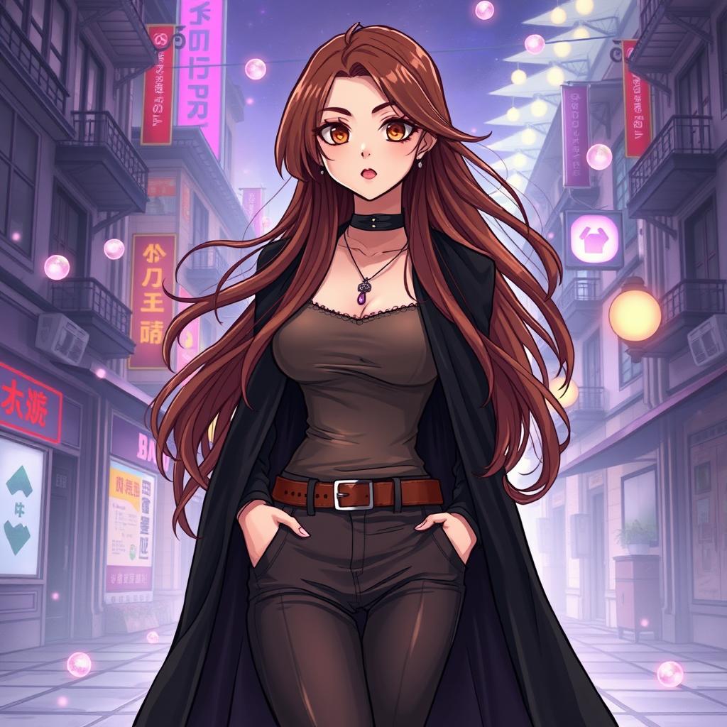 An illustration in manhwa style featuring a 25-year-old modern witch woman