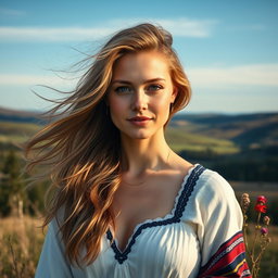 A photorealistic portrait of a Finnish woman, showcasing her natural beauty