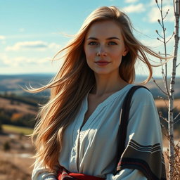 A photorealistic portrait of a Finnish woman, showcasing her natural beauty
