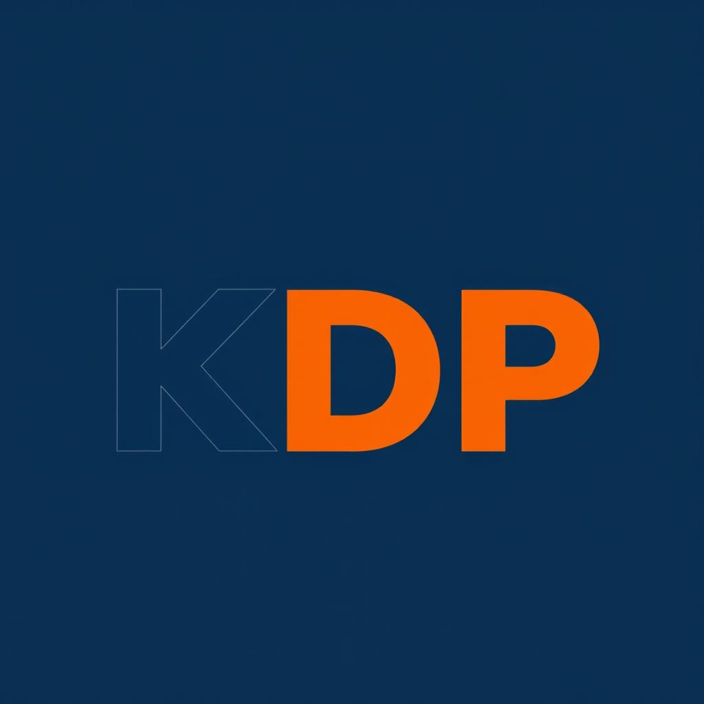 A modern and sleek logo design featuring the letters 'KDP' in a creative typography style