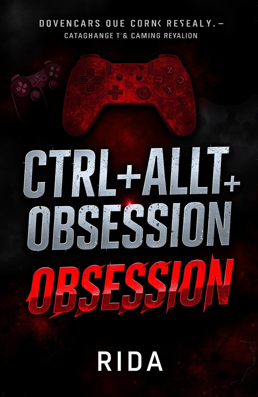 A gripping and visually striking book cover for a dark romance novel titled 'Ctrl+Alt+Obsession' by Rida