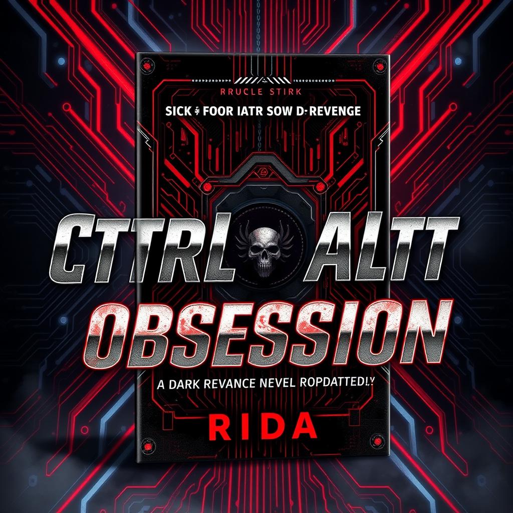 A visually stunning and edgy book cover for a dark romance novel titled 'Ctrl+Alt+Obsession' by Rida