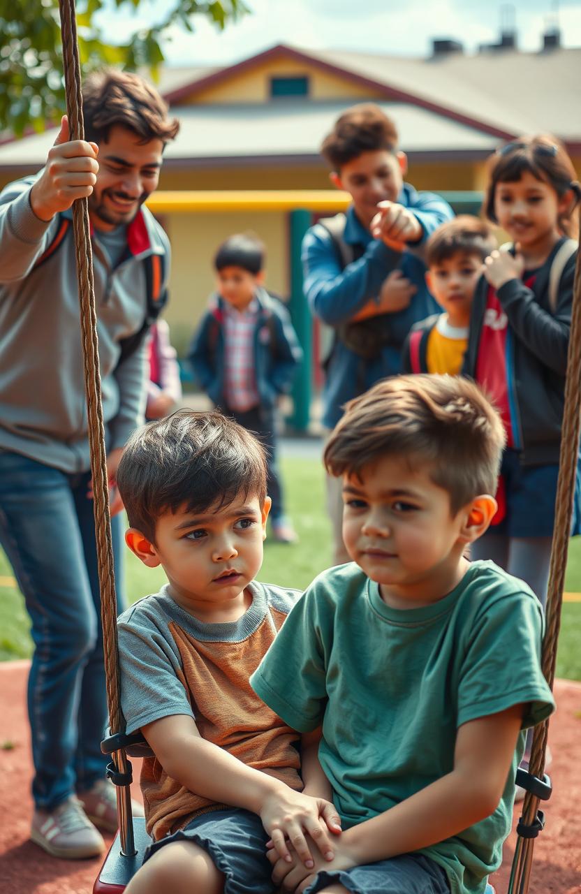 A powerful and emotional scene depicting the theme of bullying
